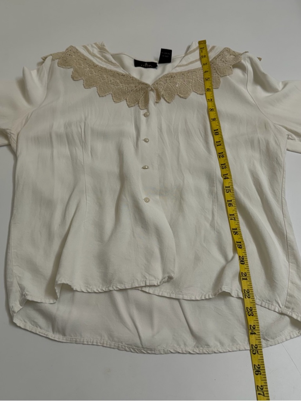 Romantic Lace Collar Ivory Blouse Cottagecore Sailor Style Medium - Picture 8 of 8